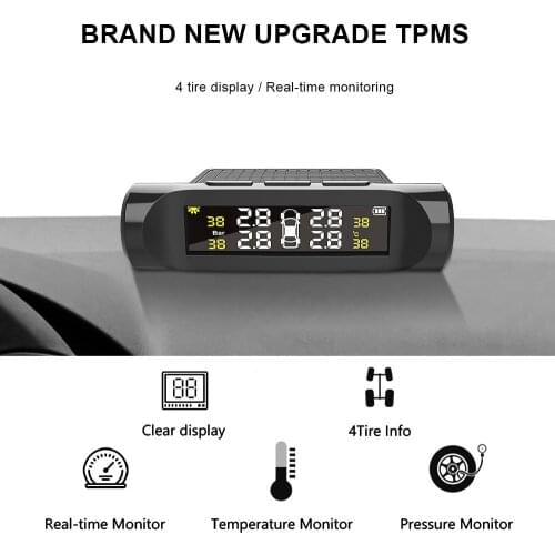 Car TPMS Tyre Pressure Monitoring System Power Colorful Digital LCD Display Auto Security Alarm Systems Pressure External Sensor