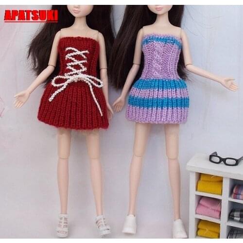 One-Piece Sweater Wear Tops Silm Short Dress Sleeveless Clothes for Barbie Doll Outfits Clothes for 1/6 BJD Doll Accessories Kid