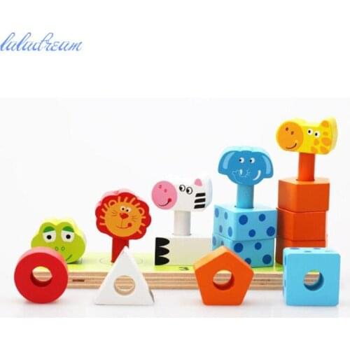 Wooden montessori materials Babys Educational Toys For Children Color Geometry building