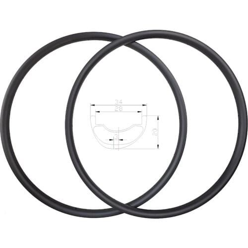 340g 29er LIGHT XC Asymmetric Hookless MTB T800 + T700 Carbon Rims 34mm x 20mm depth UD Matte Glossy 24H 28H 32H Bicycle Wheels