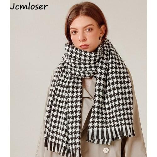 Designer 2020 knitted Autumn winter women scarf Houndstooth warm cashmere scarves shawls luxury brand neck bandana pashmina