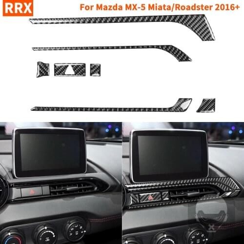 For Mazda MX-5 Miata Roadster 2016+ MX5 ND Carbon Fiber Center Dashboard Air Vent Sticker Trim Strips Interior Car Accessories