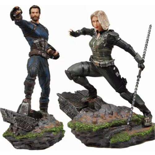 1/10 Disney Marvel Legand Anime Action Figure American Captain Figma 25cm PVC Doll Superhero Model Black Widow Toys For Children