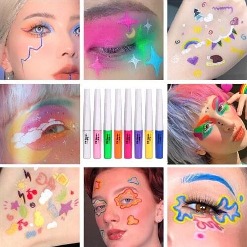 8 Colors Fluorescent Liquid Eyeliner Pen Waterproof Quick-drying Luminous Neon Eye Liner Yellow Green White Makeup Cosmetics