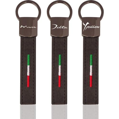 FOR Alcantara leather key chain Italian flag Car leather Keyring For Lancia Delta 3 Musa Phedra Thesis Voyager Ypsilon Nuevo