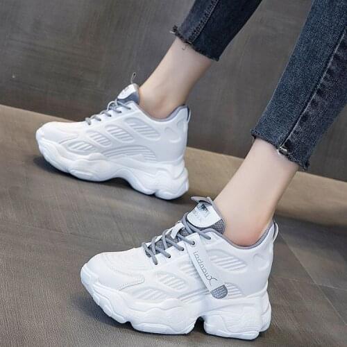 Women Platform Sneakers Woman Round Toe Casual Old Dad Shoes Basket Female Sports Mesh Breathing Lace Up Vulcanized Shoes