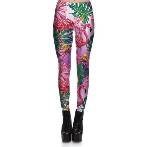 Leggings Fitness Fresh Hot Womens Sexy Leggings Fashion Blood Swan Flower Pink Stretch Digital Print Pants Trousers