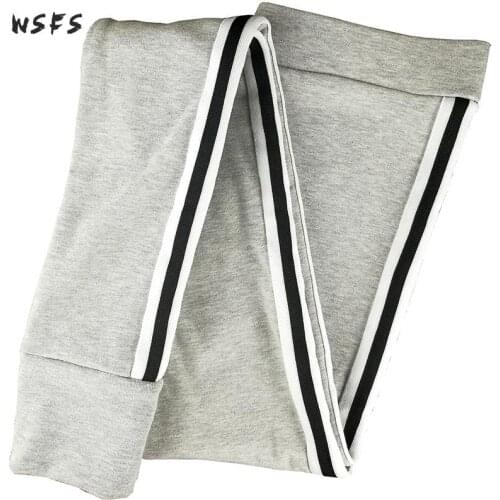 Black Grey Knitted Fitness Warm Leggings Striped High Elastic Waist Pants Trousers Womens Pencil Pants Bandage Pantalones Mujer