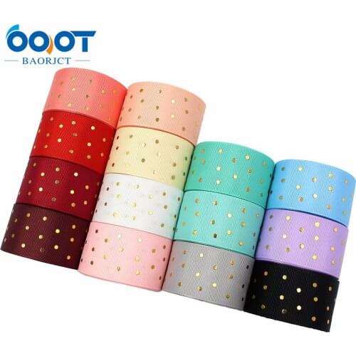 1-1/2''5yards Hot Gold Dot printing Grosgrain Ribbons DIY Handmade Child Bow Wedding Decoration Gift Wrap Material,L-20609-523