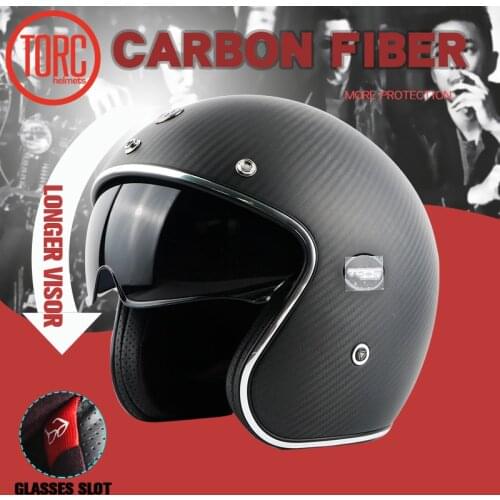 TORC brand carbon fiber MOTO helmet casco capacetes vintage jet open face motorcycle helmets cafe racer scooter helmet V587