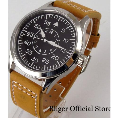42mm Nologo Automatic Men Watch Luminous Dial Seeing Back 21 jewels MIYOTA 8215 Movement Cow Leather Band