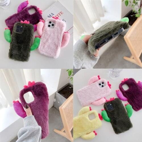 Soft Cute Cactus Warm Plush Case For Samsung Galaxy J7 Max C9 C7 C5 Pro J6 J4 Plus J2 Pro J8 J7 2018 J5 J3 2017 X Cover 4 Case