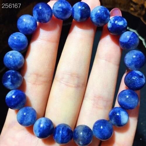 9.8mm Brazil Natural Blue Dumortierite Quartz Rutilated Quartz Bracelet Women Men Gemstone Round Beads Rare Reiki Stone AAAAA
