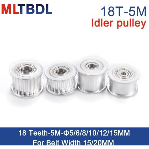 18 Teeth 5M Idler Pulley Tensioner Wheel Bore 5/6/8/10/12/15mm with Bearing Guide synchronous pulley HTD5M 18teeth 18T