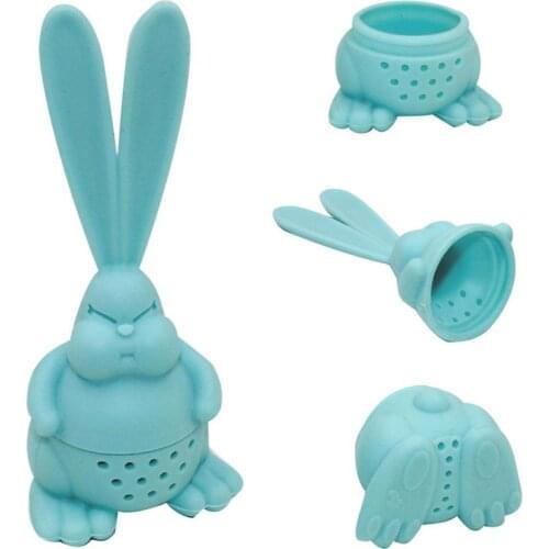 New Coming Tea Tools Cartoon Rabbit Tea Strainer Candy Color Silicone Kitchen Bar Tea Strainer Color Random Wholesale