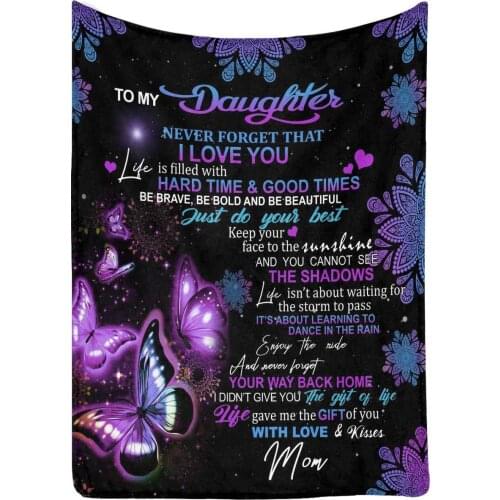 Love Letter Blanket to My Daughter from Mom Never Forget I Love You Butterfly Hug Blanket Gift 120x150cm