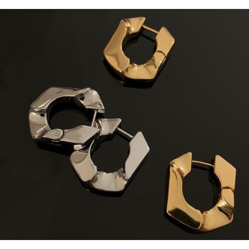 Fashion light hip-hop cool retro cool minimalist style high sense single chain U-shaped earrings