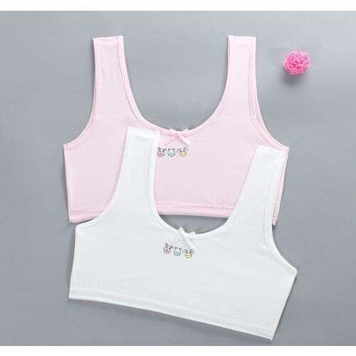 Young Girls Training Bra Puberty Teenage Childrens Underwear Soft Sports Running Cotton Teen Tops Print For Padded Camisole