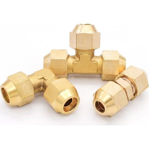 6mm 8mm 10mm 12mm 14mm 16mm 19mm Straight Elbow Tee 2 3 Way Brass Flare Pipe Fitting Connector Adapter