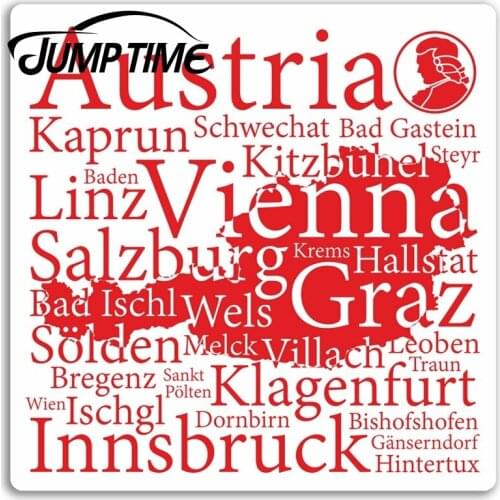 Jump Time for Austria Map Vinyl Stickers City Travel Sticker Laptop Luggage Auto Bumper Motor Decal Waterproof Car Accessories