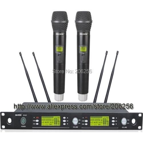 High Quality OK-4D/5H Professional UHF/PLL 32/96 true diversity wireless microphone system wireless 5H dual handheld transmitter