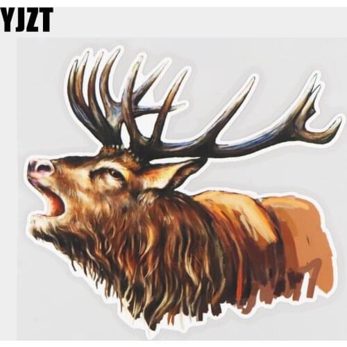 YJZT 17.5×16CM Watercolor Painting Cartoon Red Deer Window Decoration Car Stickers Accessories 21A-0175