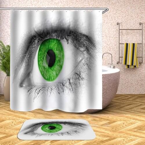 Green eye bathroom curtain shower drop shipping polyester fabric shower curtain waterproof