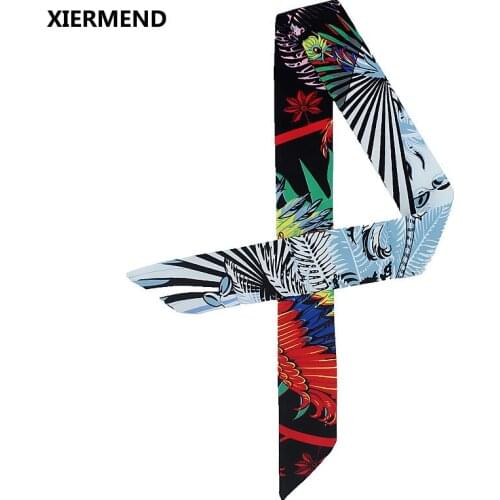 2018 New simulation silk narrow long scarf female fashion tied bag handle small ribbon scarf headband female head skinny scarves
