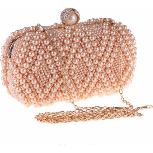 Ladies Pearl Evening Dress Clutch Evening Bag Purse And Handbags Luxury Bags For Women 2021 Chain Shoulder Luxury Designer BlacK