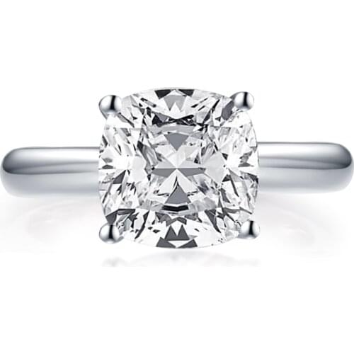 Adele 925 Sterling Wedding Ring Four Prong Setting Women Fine Square 3 CT Wedding Bands