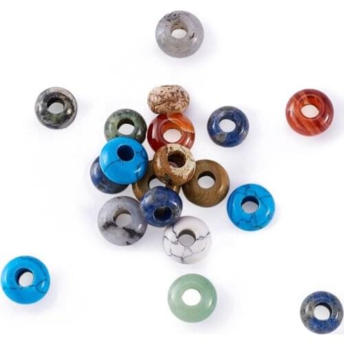20pcs Mixed Stone European Beads for jewelry making Large Hole Beads Joyas Wholesale Mixed Color 12~14x5.5~8.5mm, hole:5~6mm F80