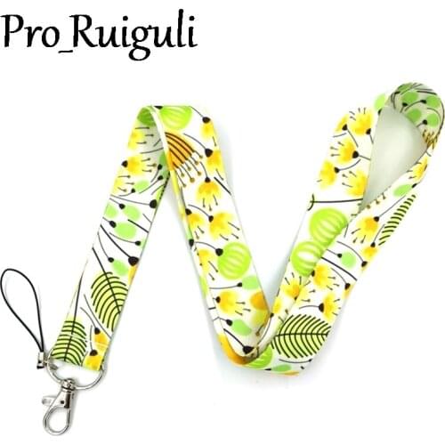 30pcs Yellow Elegant flowers Sunflowers Neck Strap Lanyards ID badge card holder keychain Mobile Phone men women key Strap Gifts