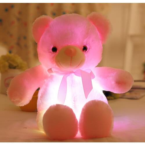 50cm Teddy Bear Plush Light Bear Plush LED Stuffed Animals Soft Toys Light Colorful Glowing Christmas Gift for Kid Plush Pillow