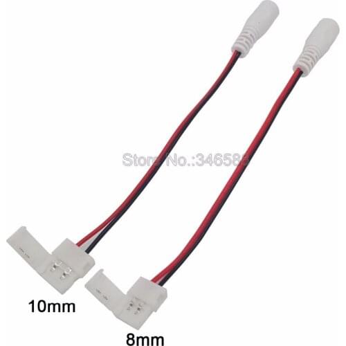 5pc/lot Female DC Connector 5.5*2.1mm to 2pin 8mm / 10mm Free Welding Easy Connector with 15cm Red & Black Wire