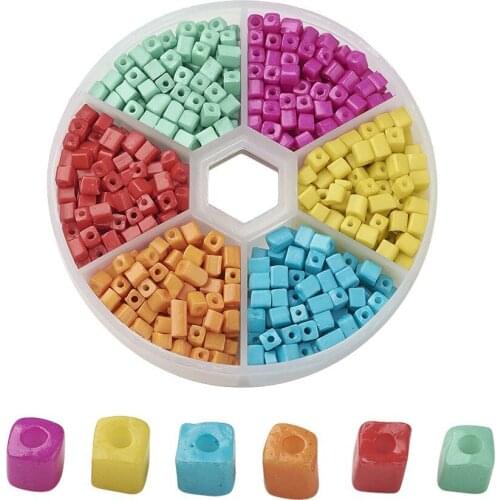 6 Color Square Glass Beads DIY Glass Square Beads Beads Bracelet Jewelry Accessories Wholesale glass beads charm bracelet