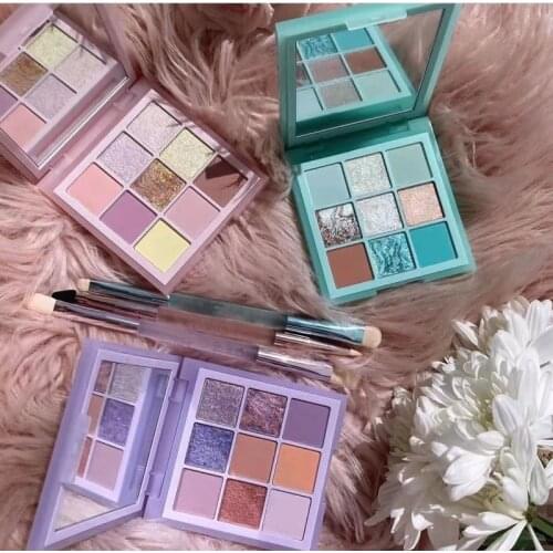 9 Colors Neon Purple Eyeshadow Palette Glitter Shimmer Matte Eyeshadow Pallete Shiny Diamond Metallic Pigmented Makeup Palette