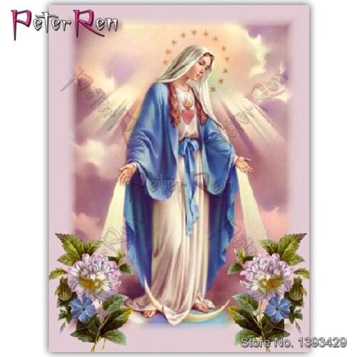 Diy Diamond Embroidery Cross Stitch Religion Icon of Leader Mosaic Rhinestone Sticker religious Madonna flowers diamond painting