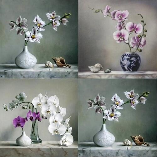 DIY diamond diamond painting orchid flower mosaic 5D vase rhinestone diamond painting artist home decoration landscape painting