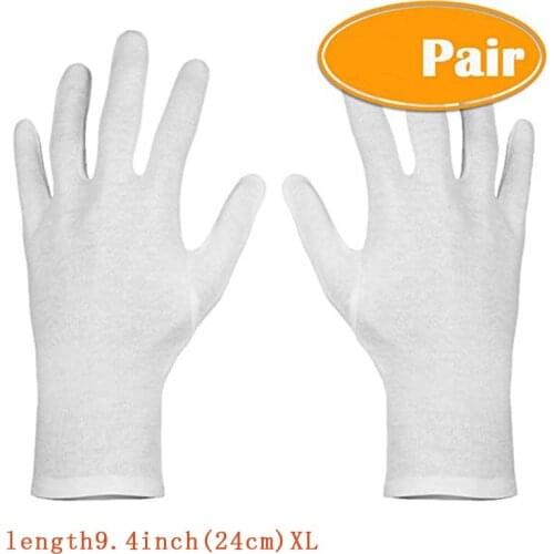 Pairs S- XL White Cotton Gloves for Dry Hand Moisturizing Cosmetic Eczema Hand Spa and Coin Jewelry Inspection