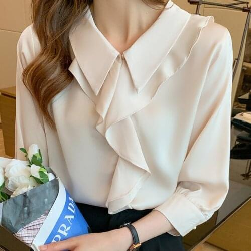Blousas Mujer Blouses Tops Blouse Women Blusas Mujer De Moda 2021 Ruffles Chiffon Blouse Shirt Women Shirts Top Femme Blusa E936