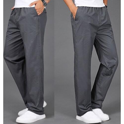 Plus Size 6XL Mens Summer/Autumn Pants Men Casual Pants Mens Breathable Straight Trousers Male Loose Wide Leg Pants