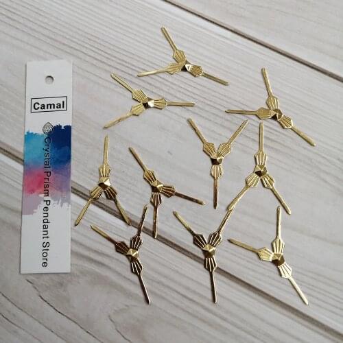 Camal 100pcs 29mm Golden Plated Metal Hook Triangle Bowtie Pins Crystal Prisms Beads Connectors Chandelier Lamp Part