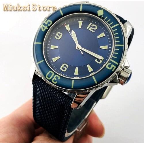 Corgeut 45mm mens top luxury watches blue sterile dial luminous ceramic bezel seagull movement automatic mens watch