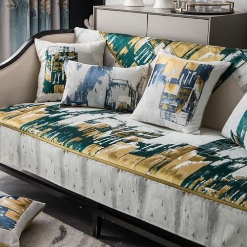 Cover for Sofas Chenille Four Season Stripe Jacquard Couch Cape Modern Simple Non Slip Seat Cushion Towel