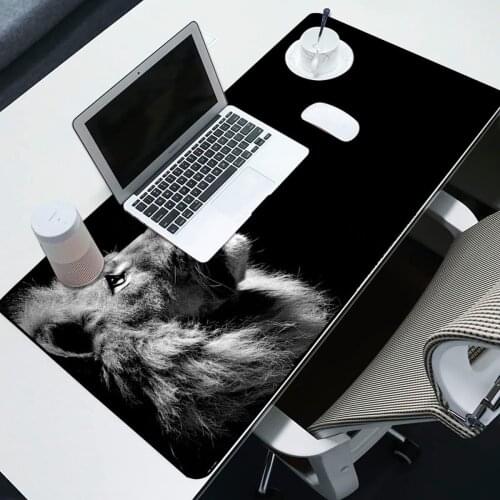 Cool Lion Black Large Locking Edge Gamer Mouse Pad Computer Desk Mat Anime Non-Skid Gaming MousePad Notebook Pc Accessories