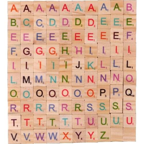 100Pcs Wood Tiles Letters Alphabet Colour Numbers Digital Puzzle Wooden Toys for Kid Favors