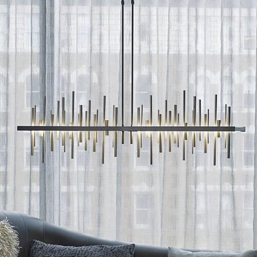 Metal tube designer chandelier modern creative personality model room soft decoration engineering rectangular chandelier