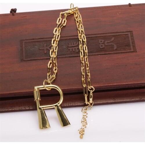 Hyperbole Trendy Gold Initial 26 Alphabet Letter Name Charm Big Thick Chunky Snake Chain Choker Necklace Collar For Unisex