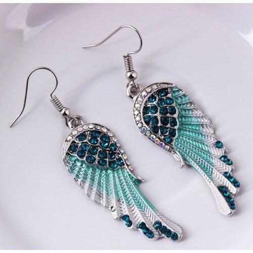 Exquisite Silver Plated Feather Wings Dangle Earrings for Women Crystal Zircon Earrings Classic Fine Wedding Party Jewelry