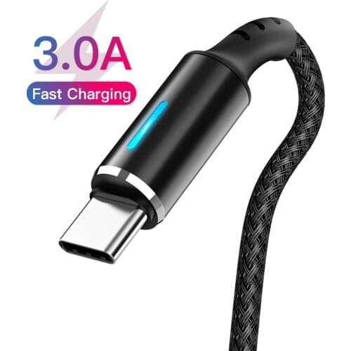Cable USB C LED de 3A para móvil, Cable de carga rápida para Samsung A51, Huawei, Xiaomi, Android, TYPE-C